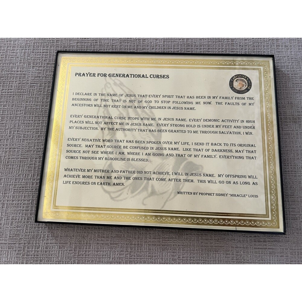 Prayer for Generational Curses Framed Religious Plaque Christian Decor Gift 10x8